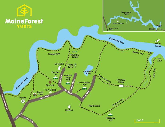 Map of the Maine Forest Yurts property